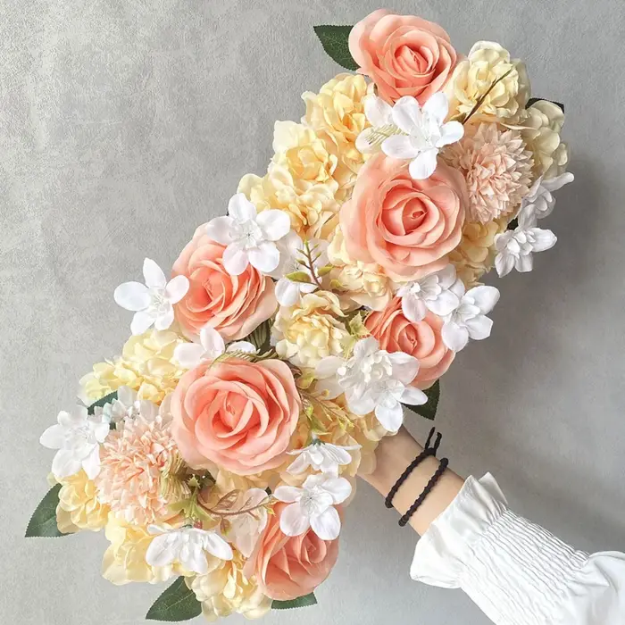 50CM Artificial Rose Ground Flower Arrangement Eucalyptus