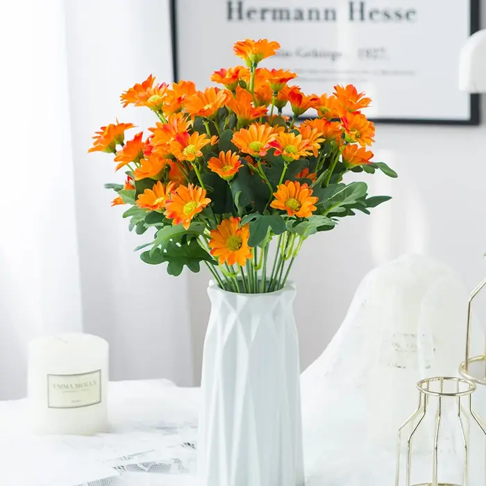 Bouquet de marguerites en soie artificielle à 21 têtes