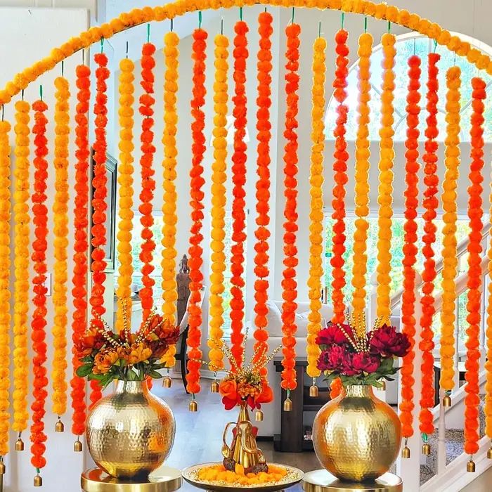 Guirlande de fleurs artificielles de marguerites, 5 pièces, 150cm, guirlande florale suspendue pour décoration de fête de mariage, décoration de maison Diwali, fausses guirlandes