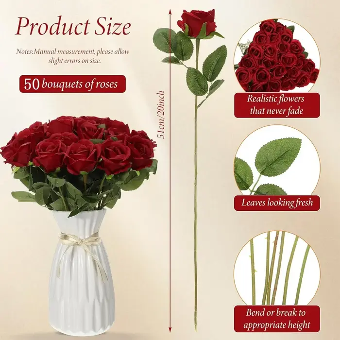 Roses artificielles en velours
