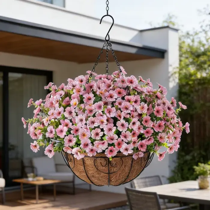Panier suspendu pour fleurs artificielles