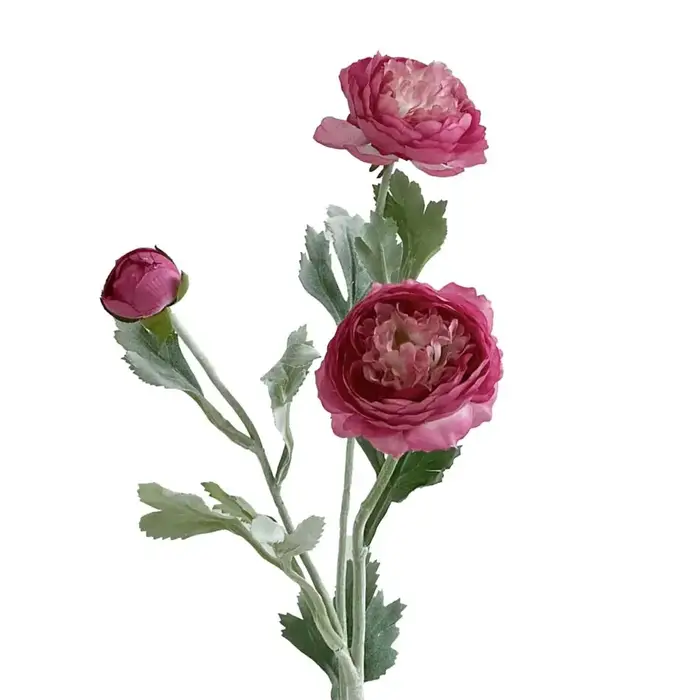 Décoration de fleurs artificielles, fleurs en soie de Ranunculus Asiaticus, tiges florales réalistes