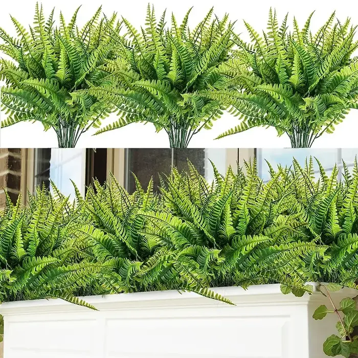 8 paquets de plantes artificielles de fougère de Boston, arbustes artificiels, plastique vert, plant