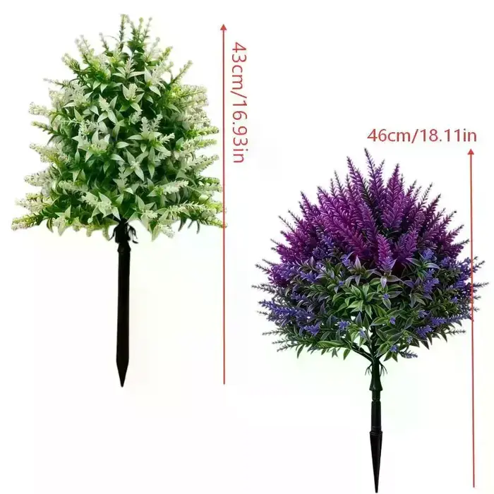 Plante artificielle en forme de lavande, fleur violette artificielle sur piquet pour jardin, cour, patio, pelouse, décoration extérieure