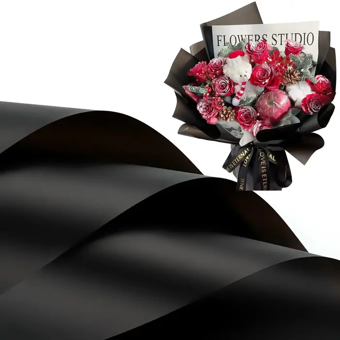 20 feuilles de papier d'emballage de fleurs roses avec bords dorés