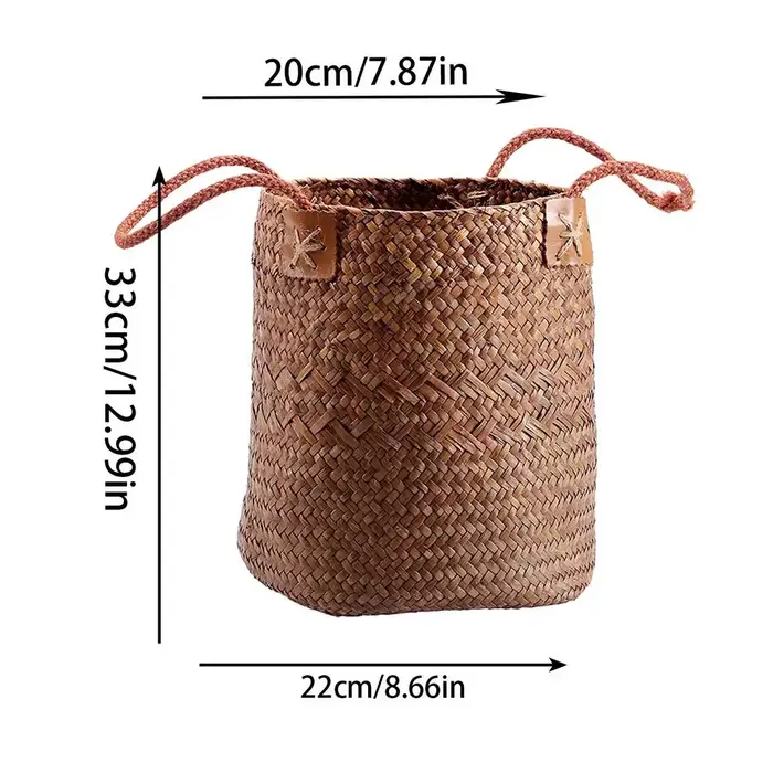 Pot de fleur tissé en paille fait à la main