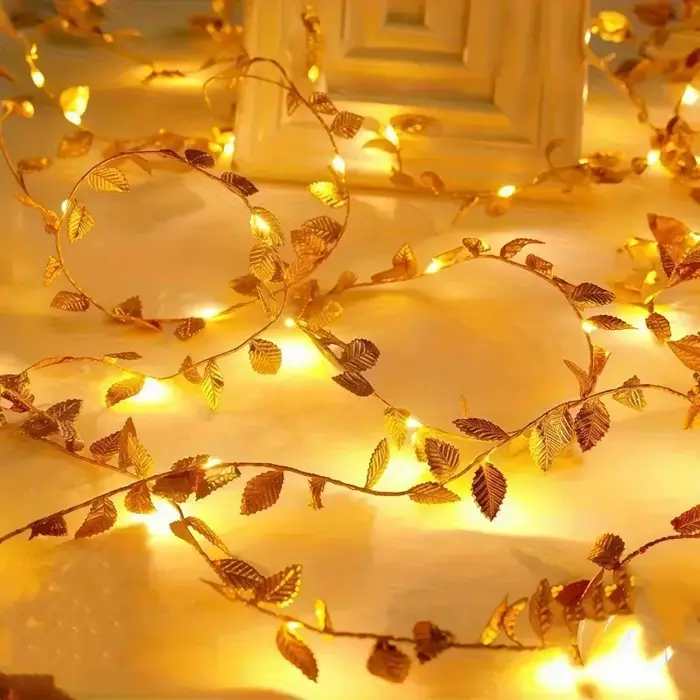 Guirlande lumineuse en forme de feuilles vertes, guirlande lumineuse féerique en forme de feuilles de lierre pour la décoration de chambre à coucher, fête, festival, mariage, anniversaire, Noël, Saint