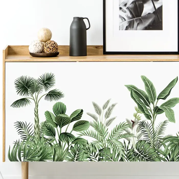 Autocollants muraux plante tropicale Jungle pour salon maison chambre armoire décoration murale auto-adhésif vinyle autocollant papier peint