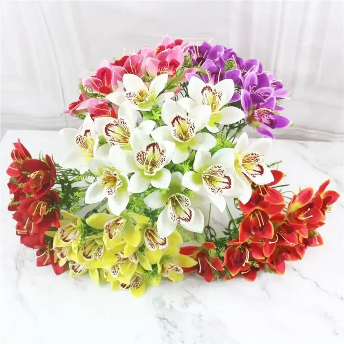 Bouquet d'orchidées en soie de haute qualité