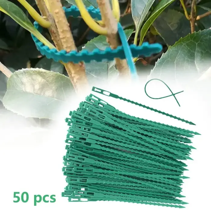 50 attaches réglables en plastique réutilisables pour plantes