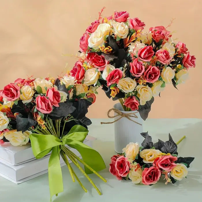 12 têtes de roses artificielles