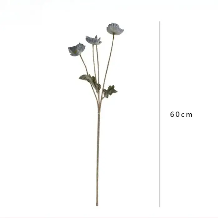Fleur artificielle pavot floqué de 60 cm pour centre de table