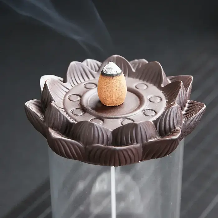 Brûleur d'encens Lotus à reflux coupe-vent bergamote