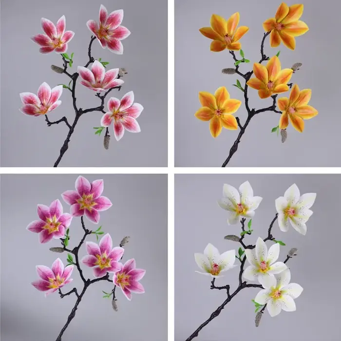 Fleurs Artificielles Magnolia en PU pour Décoration de Maison
