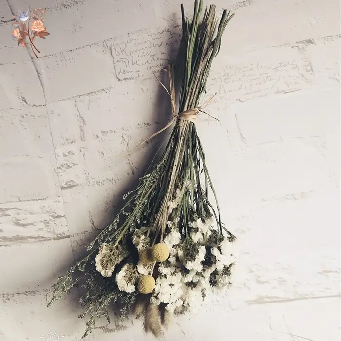Rustique romantique oubliez-moi pas fleur queue de lapin herbe boule dorée fleurs séchées Arrangement décor à la maison Bouquets de mariage de mariée