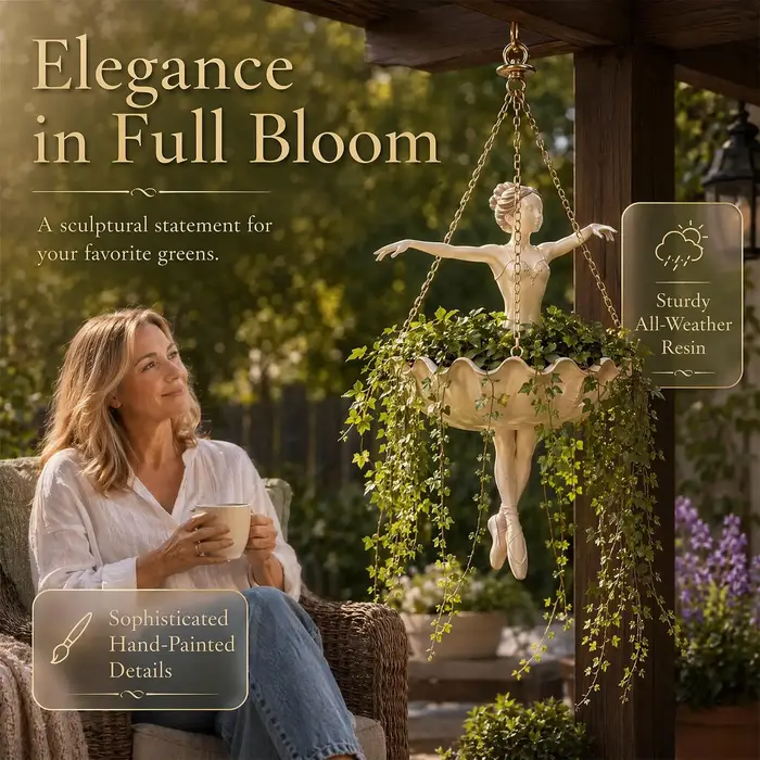 Pot de fleurs suspendu Danseuse de ballet, Joli pot à plantes en résine Ballerine, Élégant support artistique pour plantes grimpantes et succulentes