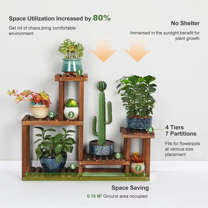 Support pour plantes en bois de pin, intérieur et extérieur, étagère à fleurs multicouche, support p