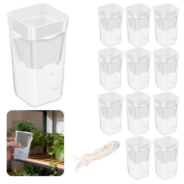 12 pots de plantes auto-arrosants transparents à double couche en plastique avec trous de drainage e