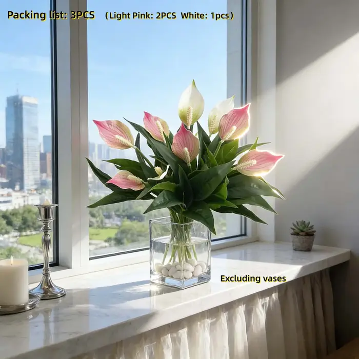 1/3 pièces plante de lys de paix artificielle Spathiphyllum réaliste pour jardin Patio balcon été vacances de mariage intérieur extérieur décor