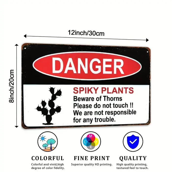 Panneau de signalisation de danger en aluminium plat 2D en forme de cactus