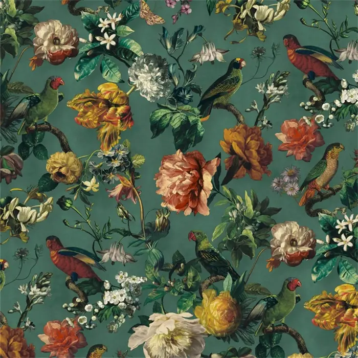 Papier peint personnalisé en forme d'oiseau et de fleur rurale