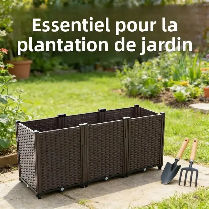 Grande boîte de jardinière à 3 niveaux 120x40x52cm