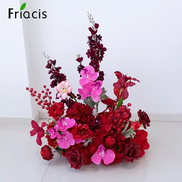 Nouvelle rangée de fleurs artificielles suspendues (orchidée rouge