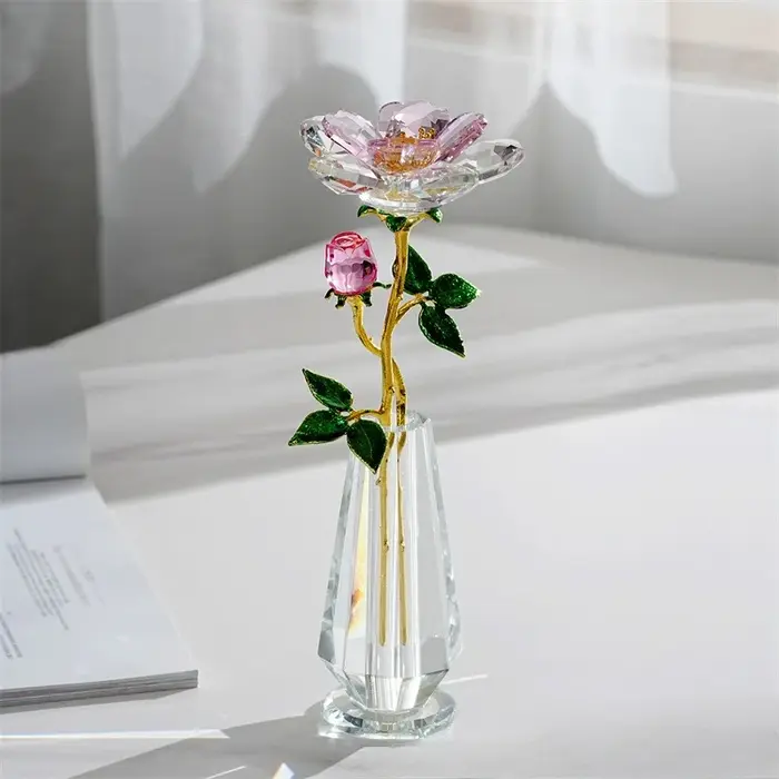 Cadeaux de fleurs de pivoine en cristal pour femmes