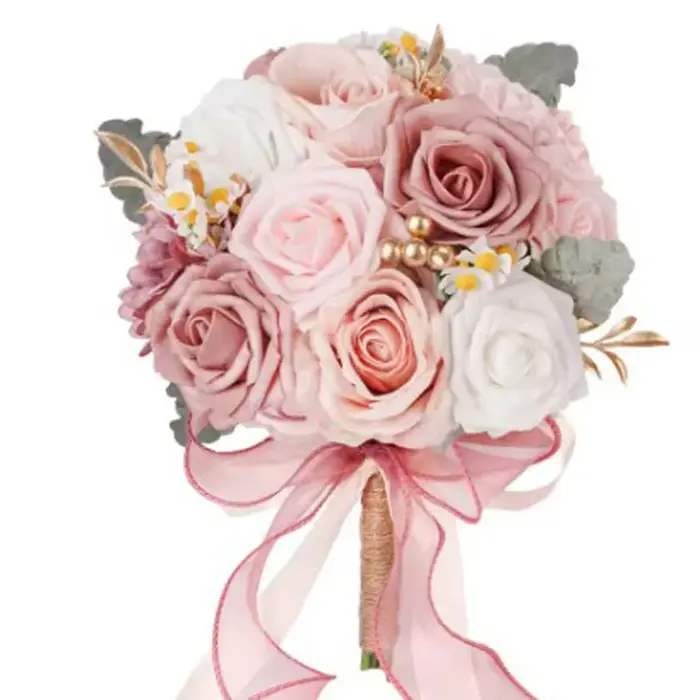 Bouquets de mariée en roses artificielles poussiéreuses