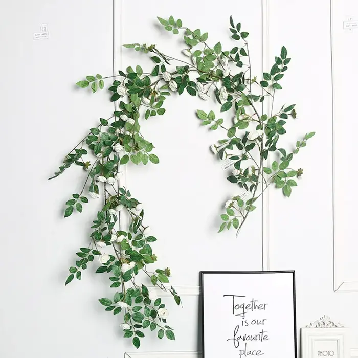 Fleurs artificielles plantes vert Lvy feuilles suspendus fleur Rose vigne mariage maison jardin décoration bricolage