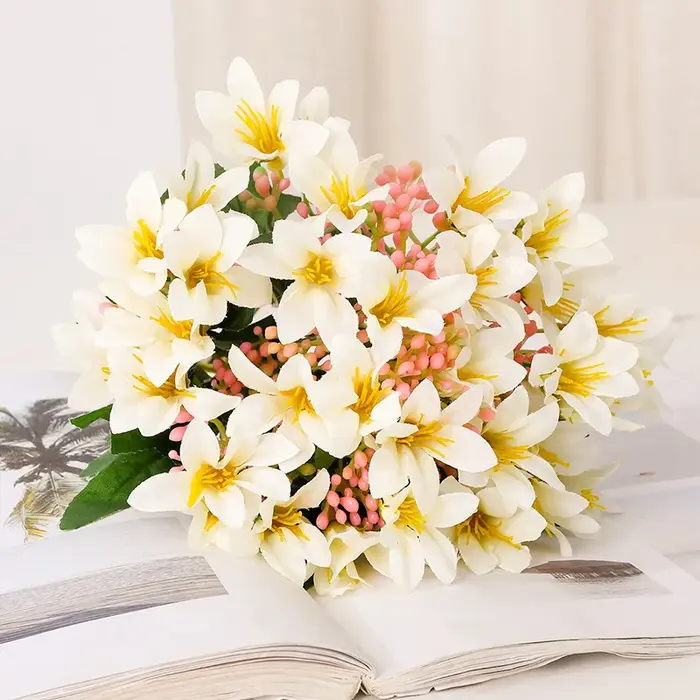 Bouquet de 18 lys calla artificiels en soie pour décoration de table de mariage