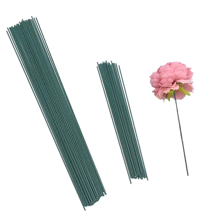 20 pièces 15/25/40cm tige de fleur verte artificielle bricolage matériel Floral fait à la main fil d