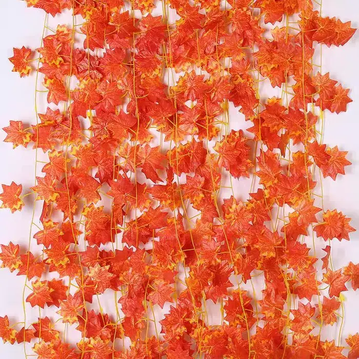 Feuilles d'Érable Artificielles, Fausses Plantes, Orange, Automne, Cuir oral elu, Vigne, Festival de
