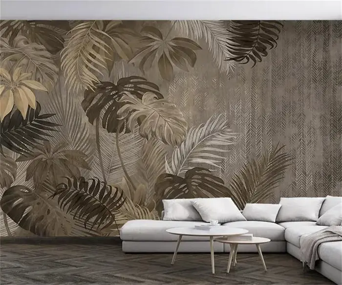 Papier Peint Mural Auto-Adhésif avec Feuille de Bananier Tropicale