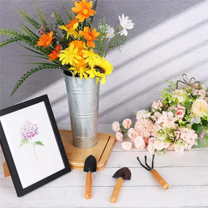 Barre de fleurs en seau galvanisé SOFT-6 pièces