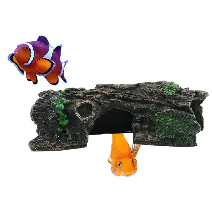 Simulation d'aquarium, tronc d'arbre creux en résine en forme d'écorce