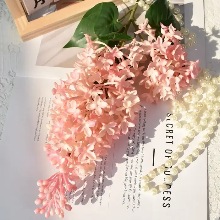 Fleur lilas artificielle en Silicone rose violet