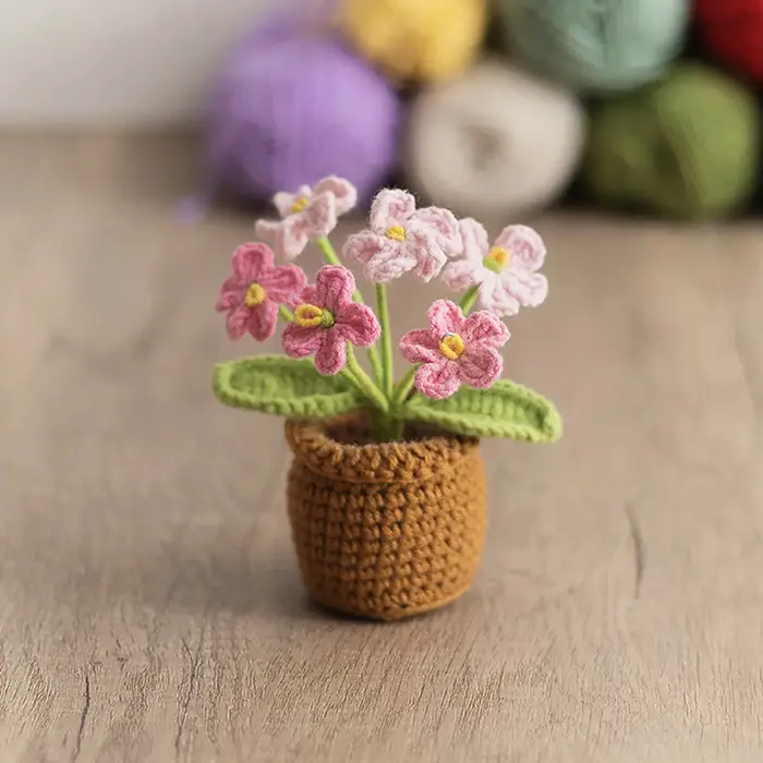 Plantes en pot tricotées à la main, panier de tournesol au crochet fait à la main, plantes simulées,