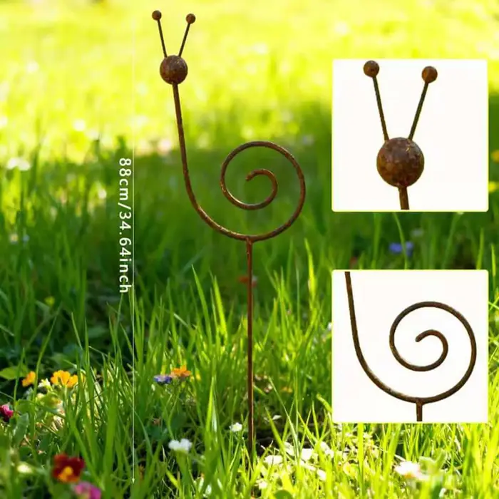Piquets de jardin en métal vintage en forme d'escargot pour plantes grimpantes