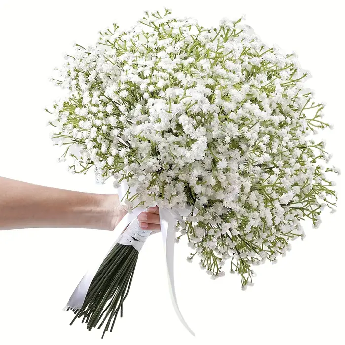 20 fleurs artificielles réalistes en gypsophile blanc – Élégantes fausses