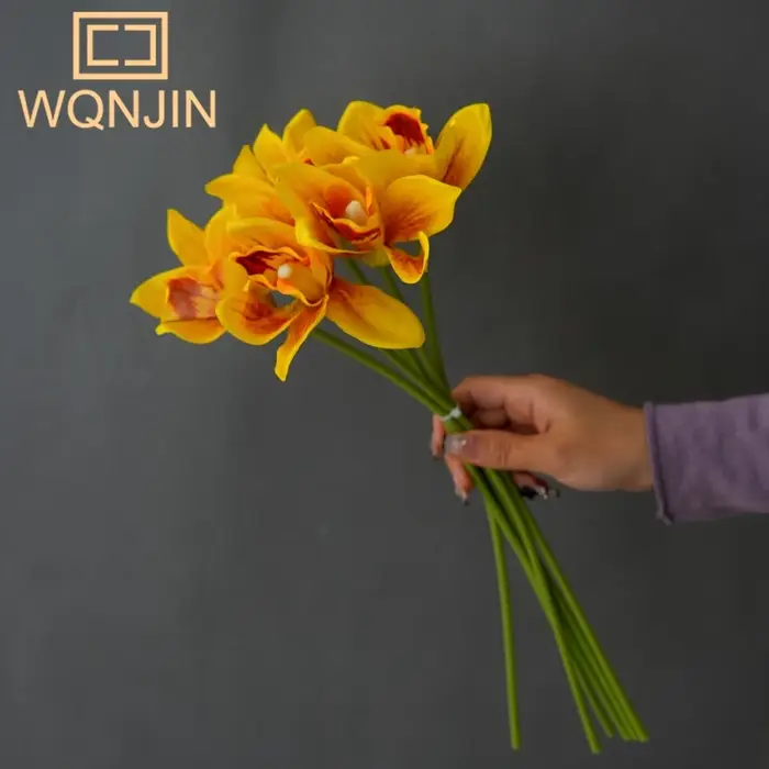 1 Bouquet, Bouquets d'orchidées artificielles à 6 têtes