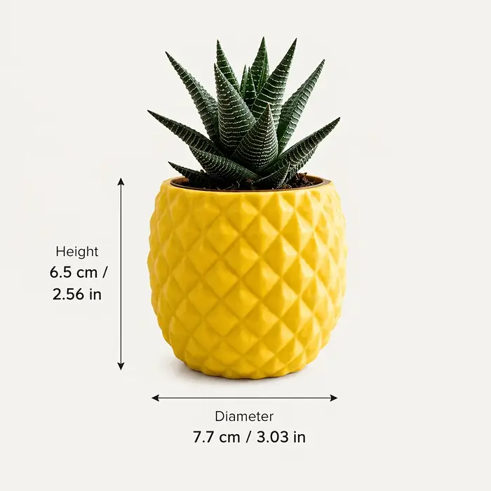 Ensemble de 3/1 pièces de pots à fleurs créatifs en forme d'ananas (pot non inclus) – Mini pot de plantes géométrique, style tropical estival populaire, décoration de bureau, ornement amusant anti-str