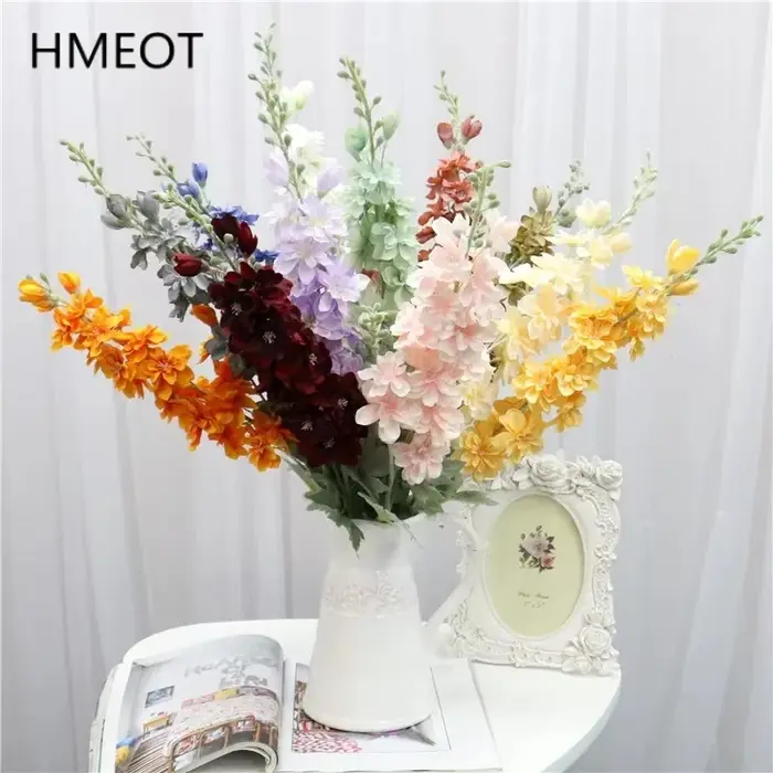 HMEOT 80cm 21 têtes de fleurs artificielles de delphinium longues