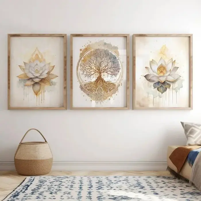 Arbre de vie bouddha fleur de Lotus Zen Yoga méditation spirituelle Vintage mur Art affiche impression toile peinture pour chambre décor à la maison