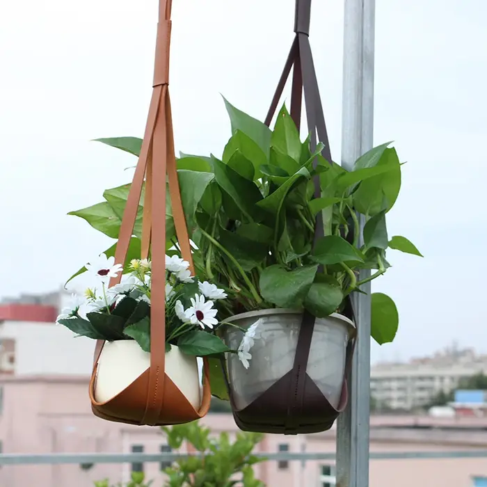 Présentoir en cuir PU pour intérieur et extérieur, support pour plantes, décoration de la maison