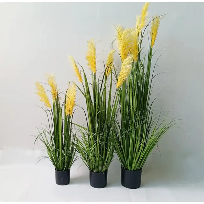 Décoration de la maison plantes vertes fleurs de roseau artificielles grande fausse plante en pot