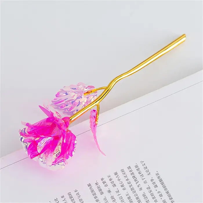 Rose dorée artificielle 18cm 24k