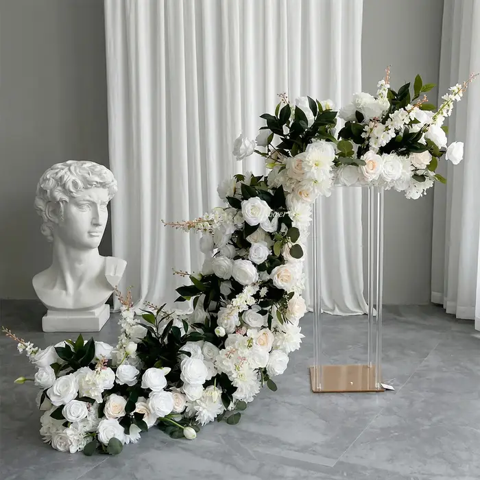 Uflower 200cm Guirlande de fleurs artificielles 3D élégante pour décoration de scène