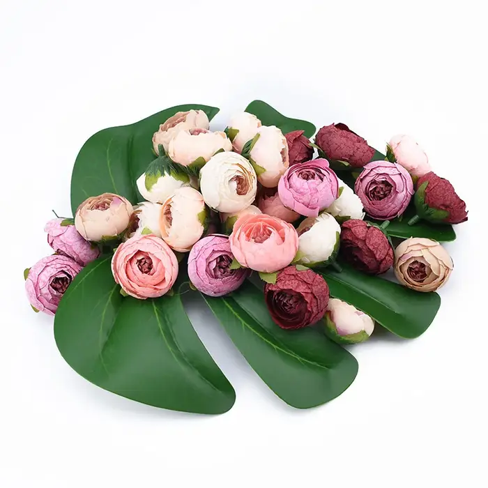 6 pièces roses en soie bourgeons de thé fleur de mariage mur Festival décoration pour la maison accessoires de mariée liquidation bricolage cadeaux fleurs artificielles