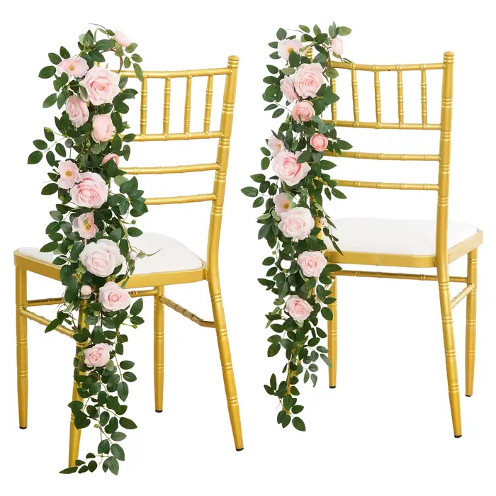 4 pièces allée de mariage Pew fleurs chaise Arrangement décorations fleurs artificielles Roses pour